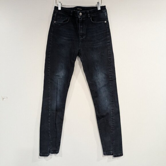 Massimo Dutti Slpit Cuff Ankle Skinny Jeans Black Size 6 - Picture 1 of 5